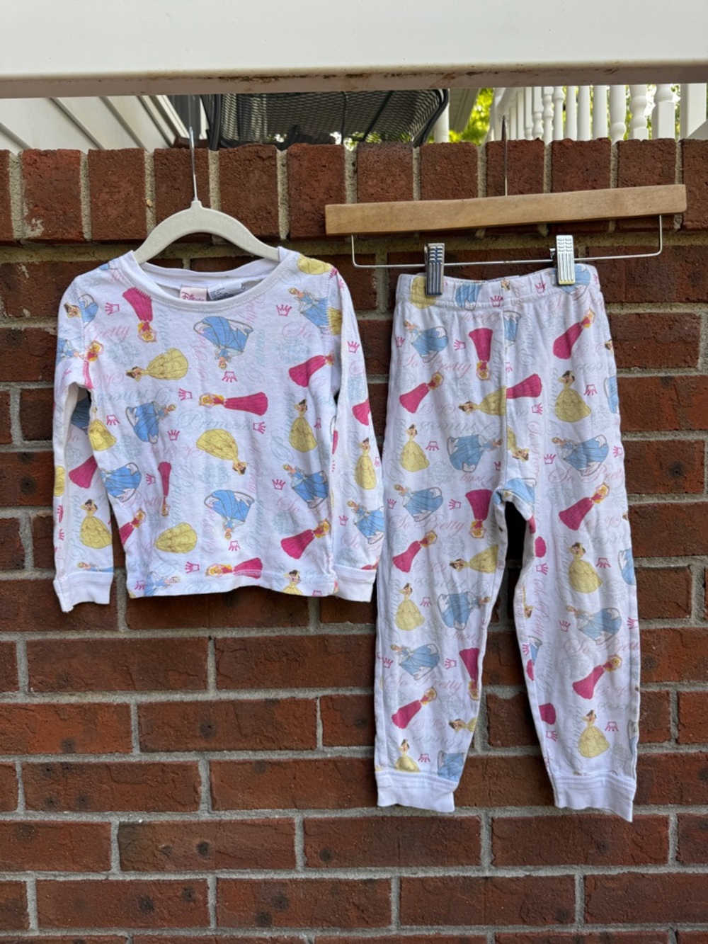 Vintage 90s Y2K Disney Princess Long Sleeve Pants Pajamas Size 4T Cotton